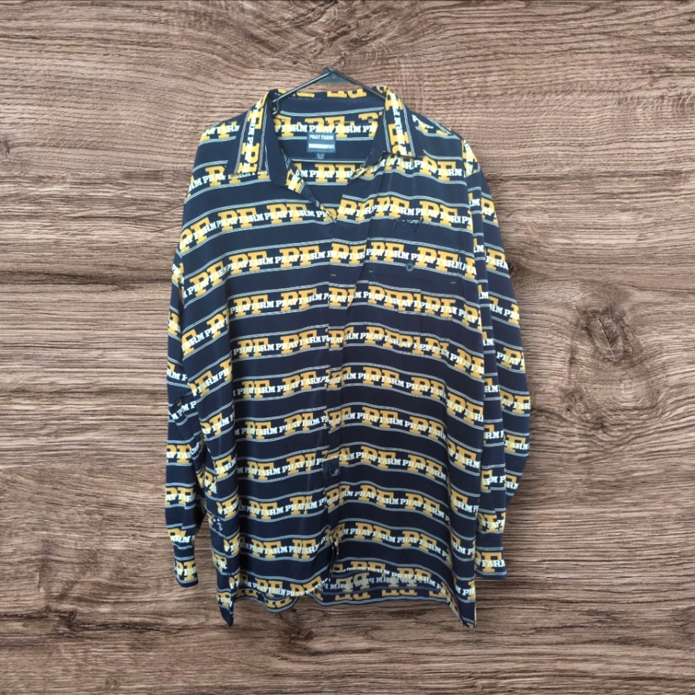 Vintage New Phat‎ Farm Button Up Shirt Men's XL Embroidered Signature Logo
